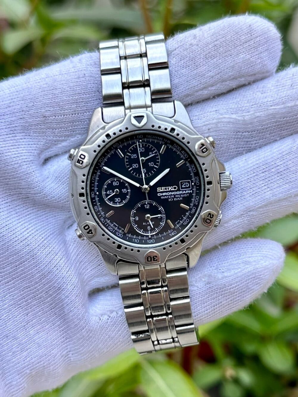 SEIKO Vintage Chronograph Alarm 7T32-6E40 Quartz Japan Mens