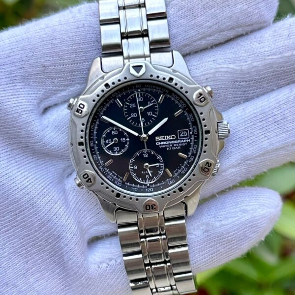 SEIKO Vintage Chronograph Alarm 7T32-6E40 Quartz Japan Mens