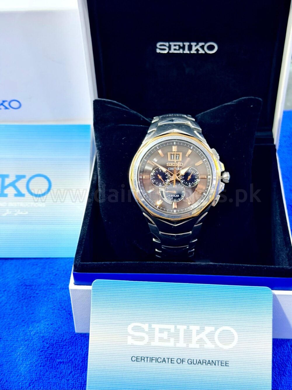 SEIKO Coutura Solar Chronograph SSC628 Brown Dial Two-Tone 44mm Japan Mens – photo 4