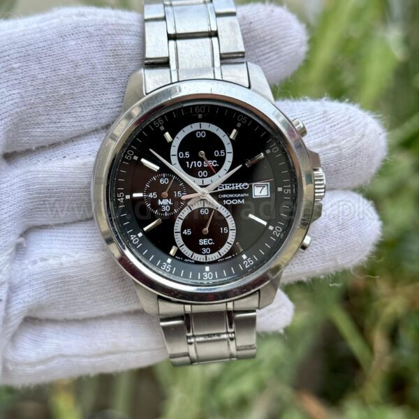 SEIKO Chronograph SKS445 Black Dial 100m 42mm Quartz Japan Mens