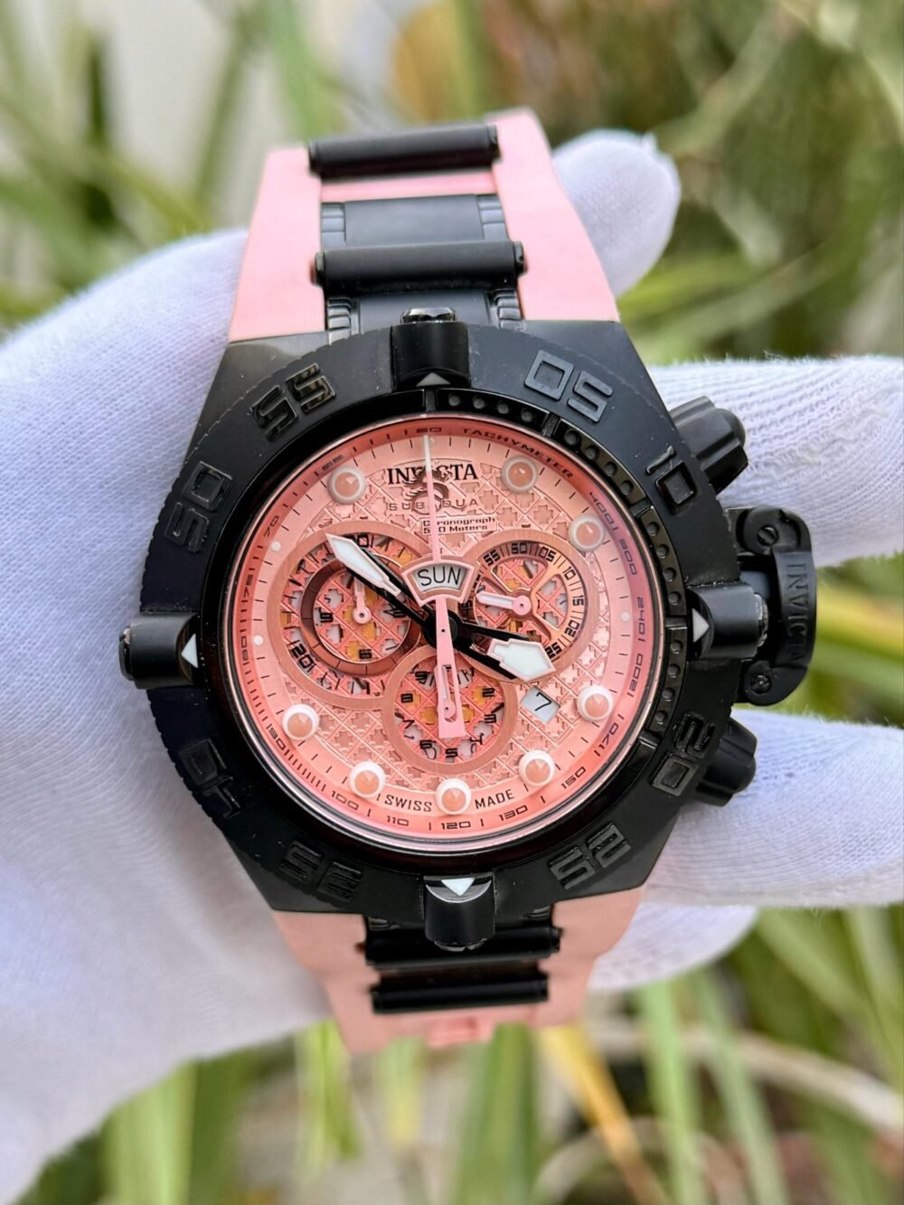 INVICTA Subaqua Noma IV 11812 Pink Dial Chronograph Black 50mm Quartz Swiss Mens