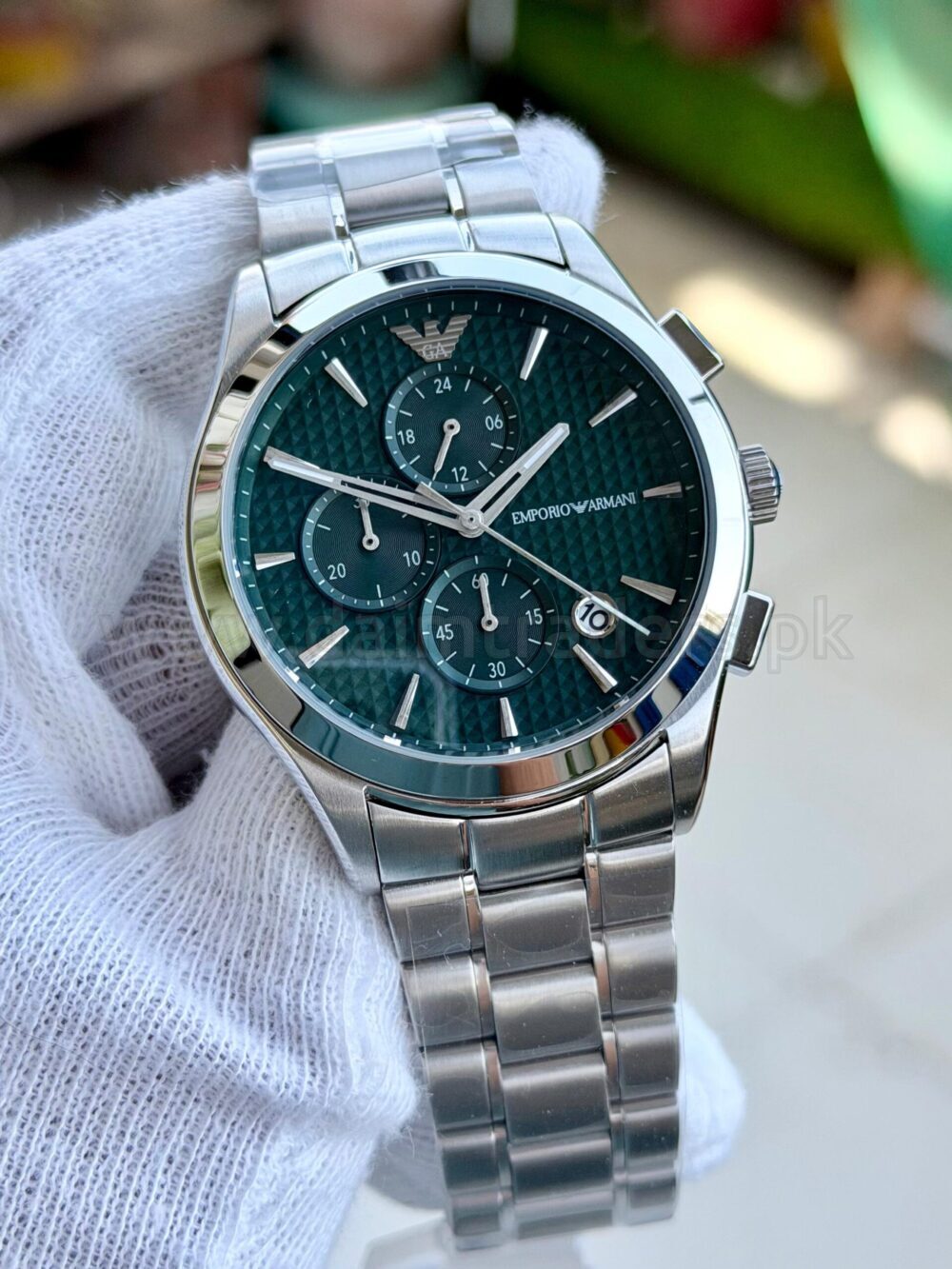 Emporio Armani Paolo Chronograph AR11529 Green Dial Steel 42mm Quartz Mens