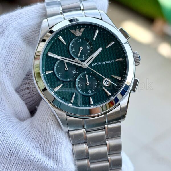Emporio Armani Paolo Chronograph AR11529 Green Dial Steel 42mm Quartz Mens