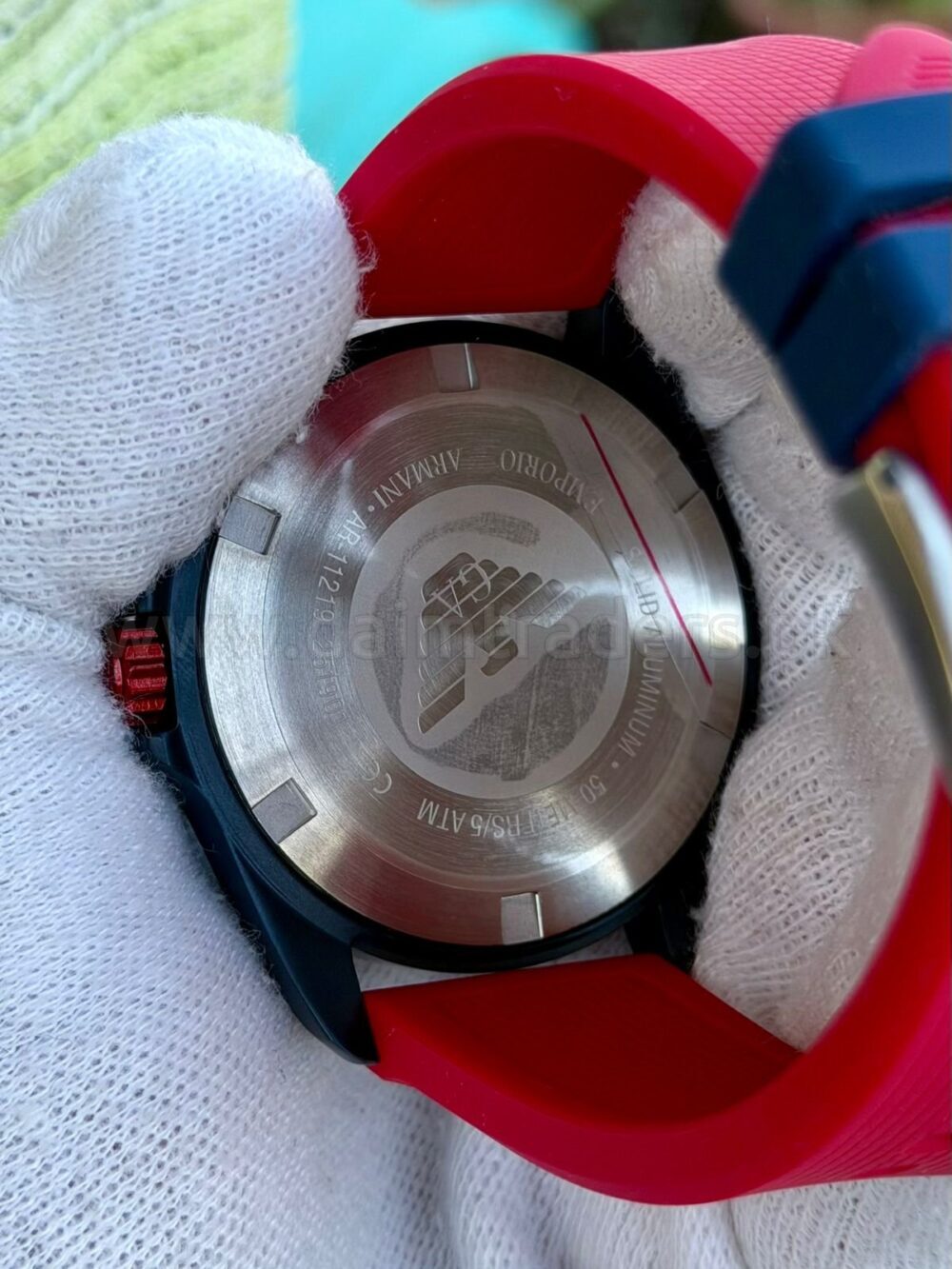 Emporio Armani AR11219 Silver Dial Red Strap 40mm Quartz Mens – photo 3