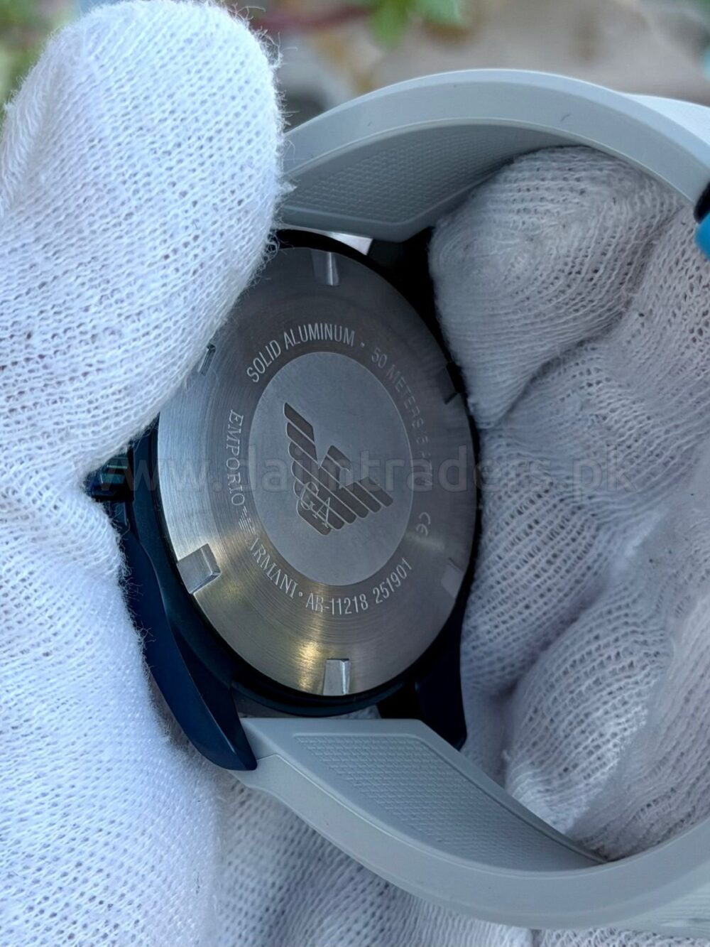 Emporio Armani AR11218 Orange Dial Blue Aluminium White Strap 40mm Quartz Mens – photo 3
