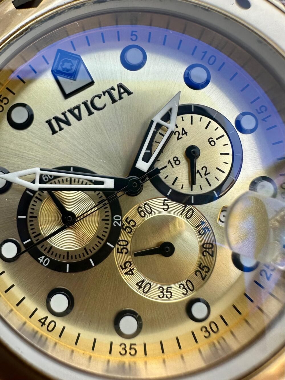 INVICTA Jumbo XL Chronograph Gold Dial Gold-Tone 45mm Quartz Swiss Mens – photo 4