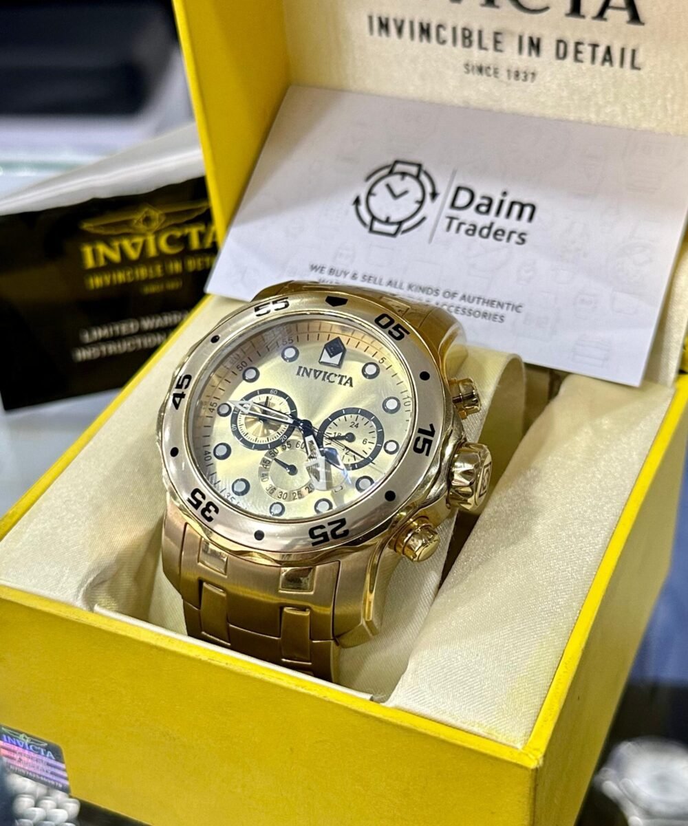 INVICTA Jumbo XL Chronograph Gold Dial Gold-Tone 45mm Quartz Swiss Mens – photo 2