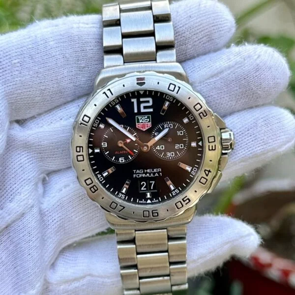 TAG Heuer Formula 1 Grande Date Alarm WAU111A Black Dial 42mm Quartz Swiss Mens