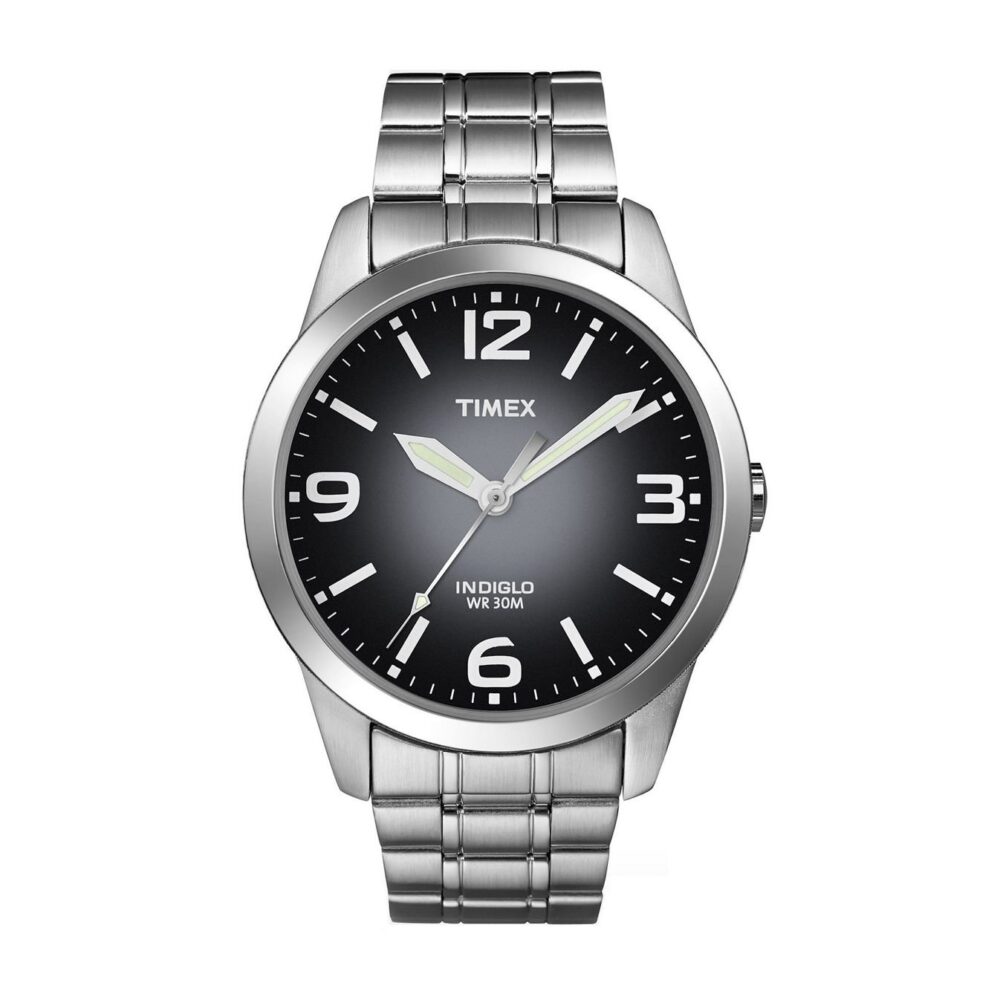 TIMEX Indiglo T2N634 Black Gradient Dial Steel 38mm Quartz Mens