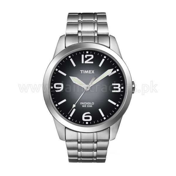 TIMEX Indiglo T2N634 Black Gradient Dial Steel 38mm Quartz Mens