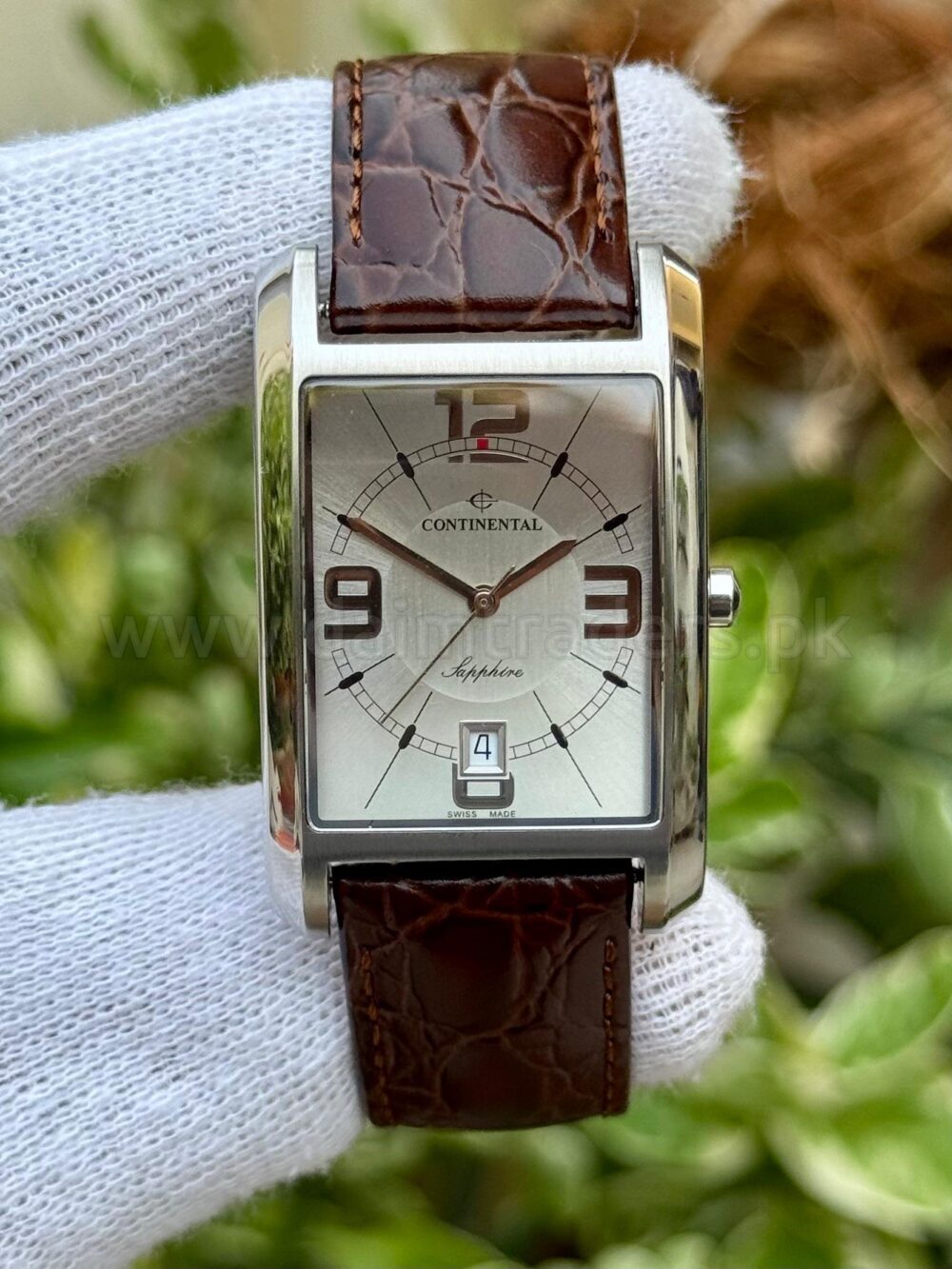 Continental 4121 Silver Dial Rectangular Sapphire Quartz Swiss Mens