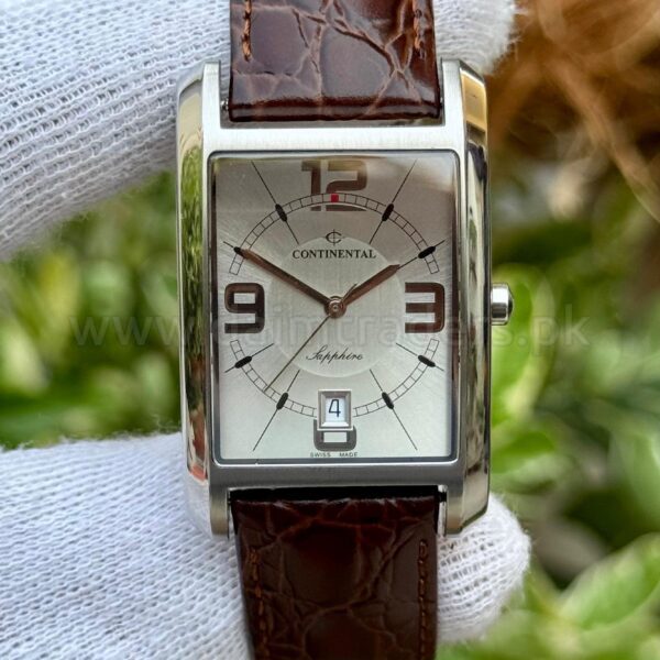 Continental 4121 Silver Dial Rectangular Sapphire Quartz Swiss Mens