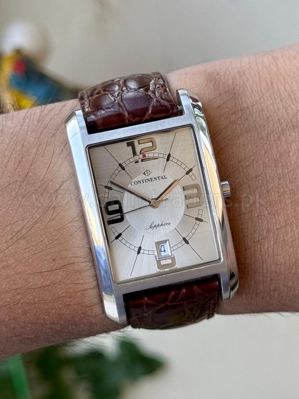 Continental 4121 Silver Dial Rectangular Sapphire Quartz Swiss Mens – photo 2