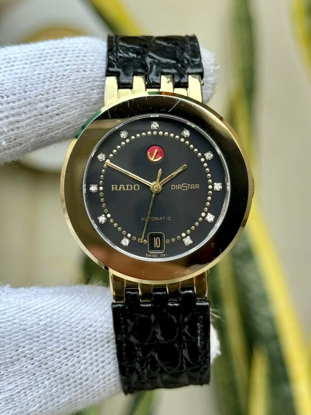 RADO DiaStar 629.0374.3 Black Diamond Dial Gold-Tone 36mm Automatic Swiss Mens