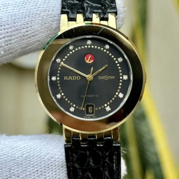 RADO DiaStar 629.0374.3 Black Diamond Dial Gold-Tone 36mm Automatic Swiss Mens