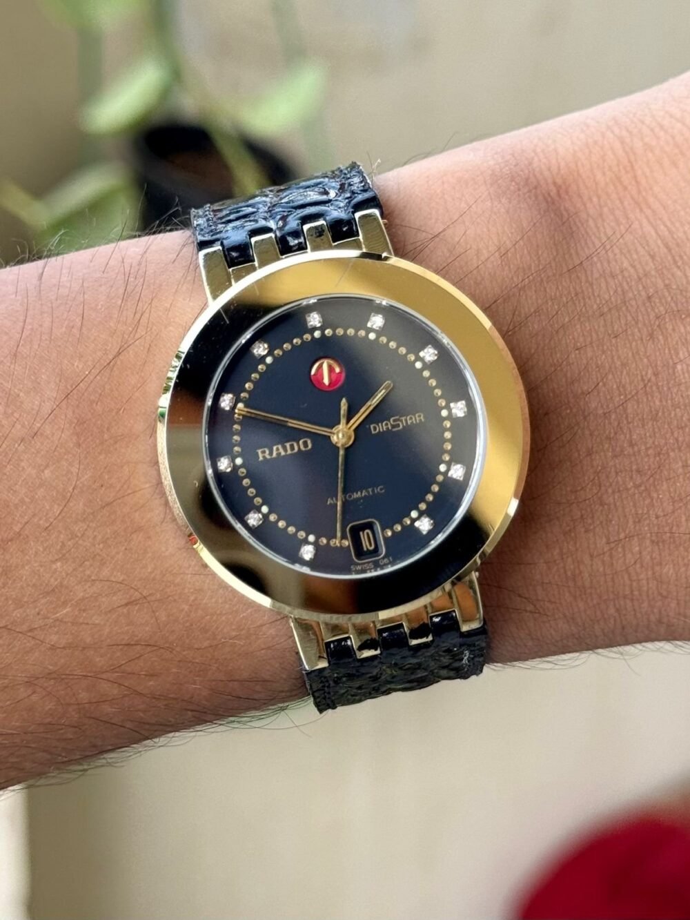 RADO DiaStar 629.0374.3 Black Diamond Dial Gold-Tone 36mm Automatic Swiss Mens – photo 2