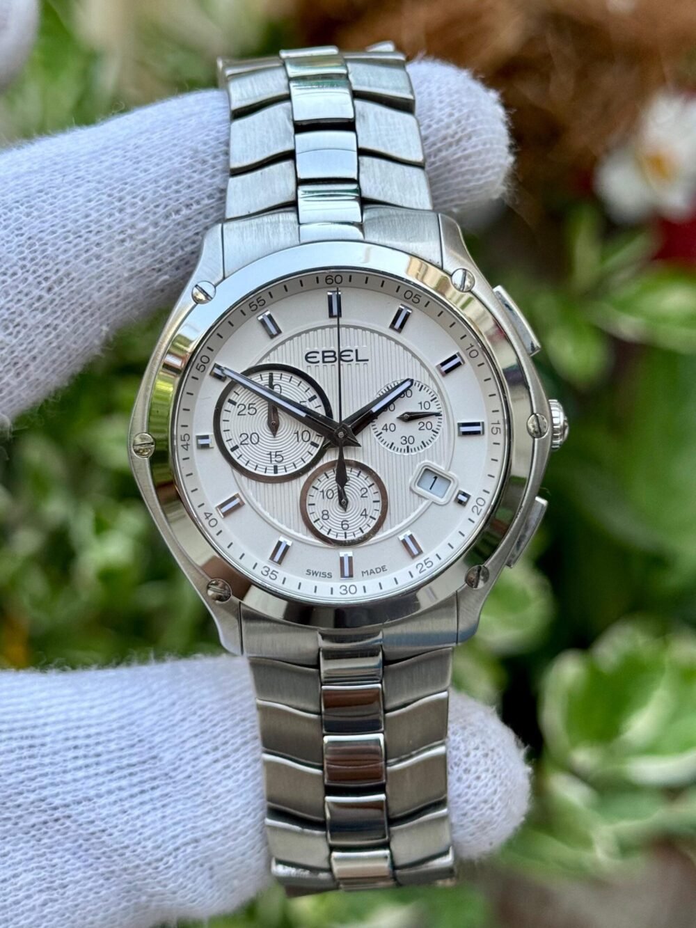 EBEL Classic Sport Chronograph 1216043 E9503Q51 White Dial 42mm Quartz Swiss Mens