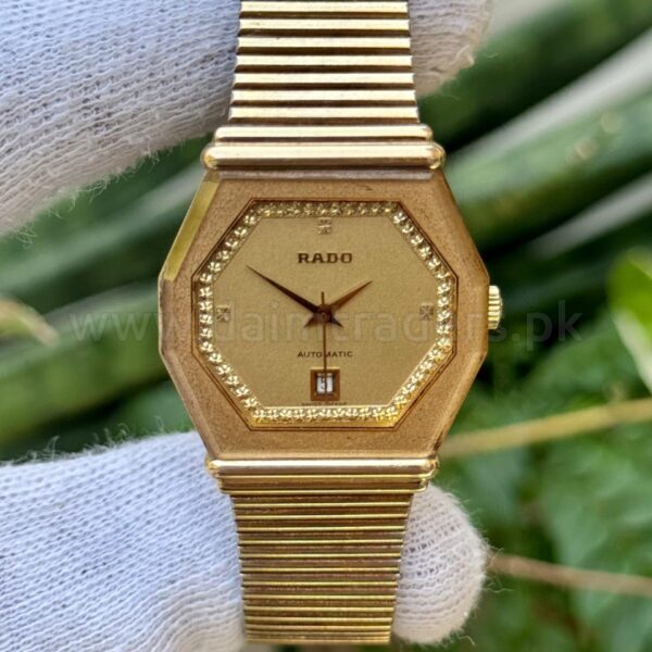 RADO 561.3379.2 Champagne Crystal Dial Gold Plated Octagon 36mm Vintage Automatic Swiss Mens