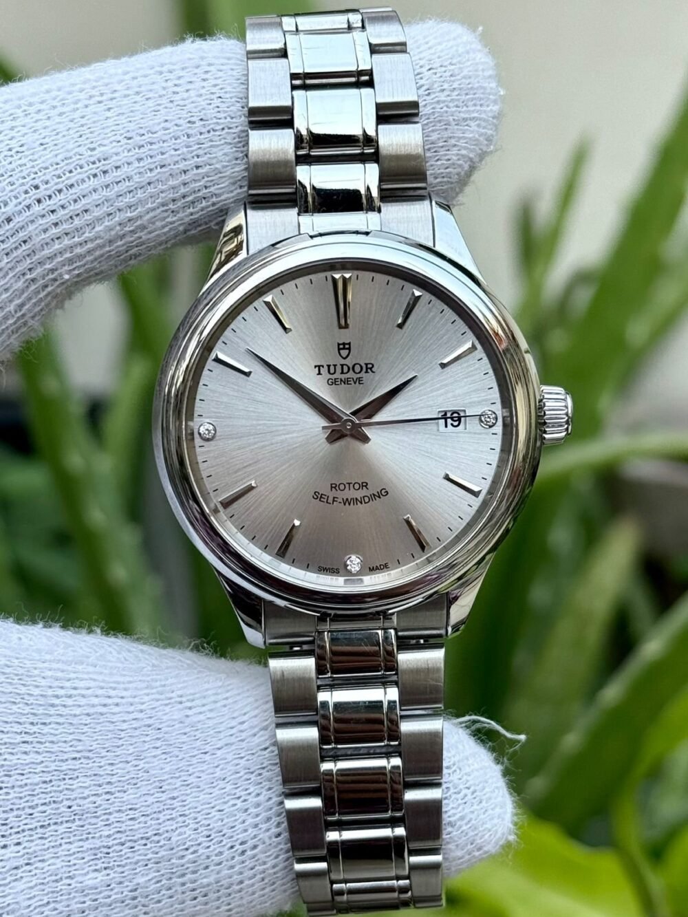 TUDOR Style M12500-0003 Silver Diamond Dial 38mm Automatic Swiss Mens