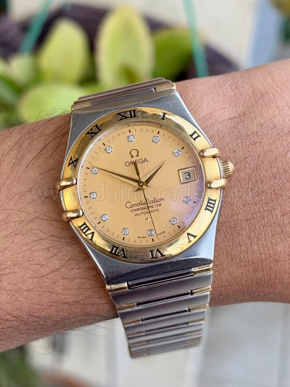 OMEGA Constellation 1202.15.00 Champagne Diamond Dial Gold/Steel Automatic Swiss Mens
