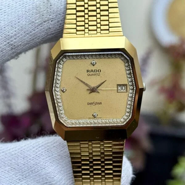 RADO DiaStar 119.0183.3 Champagne Dial Crystal Bezel Gold-Tone 38mm Quartz Swiss Mens