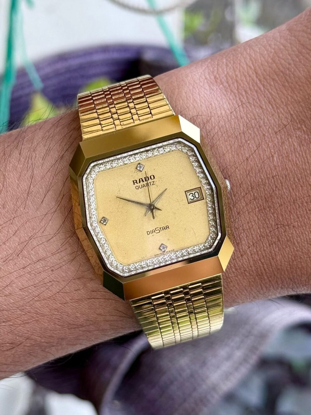 RADO DiaStar 119.0183.3 Champagne Dial Crystal Bezel Gold-Tone 38mm Quartz Swiss Mens – photo 2