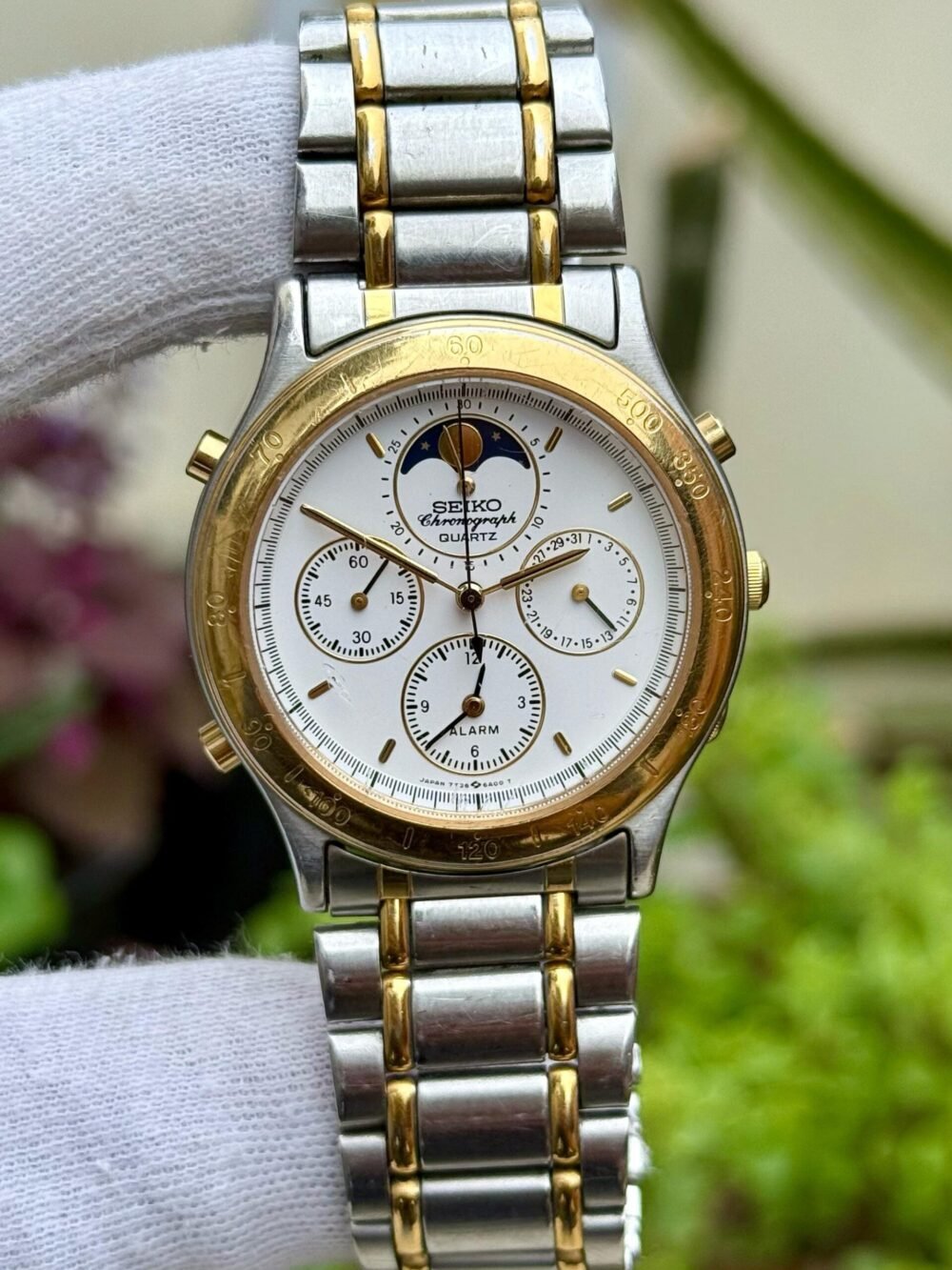 SEIKO Moonphase 7T36-6400T Quartz Japan Mens