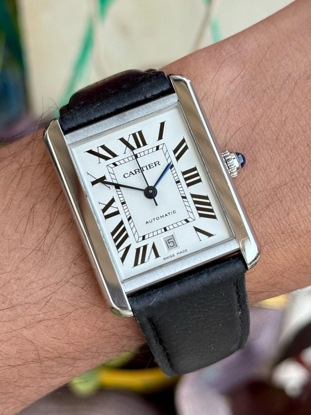 CARTIER Tank Solo XL 3800 W5200027 Silver Dial Leather Automatic Swiss Mens – photo 2