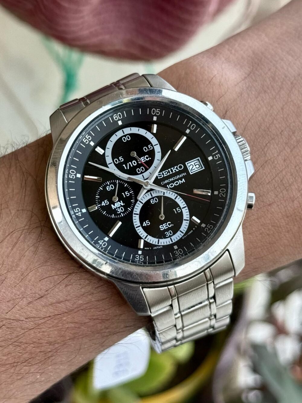 SEIKO Chronograph SKS445 Black Dial 100m 42mm Quartz Japan Mens – photo 2