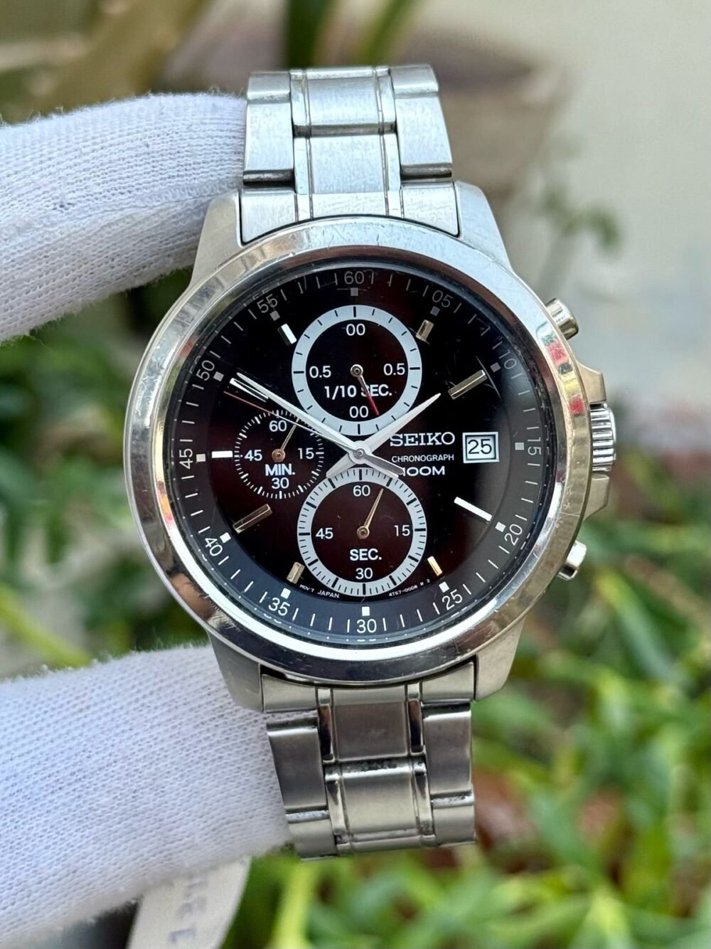 SEIKO Chronograph SKS445 Black Dial 100m 42mm Quartz Japan Mens