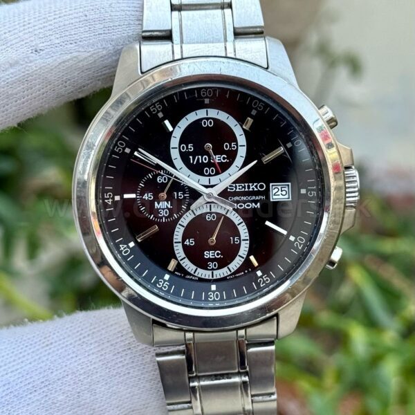 SEIKO Chronograph SKS445 Black Dial 100m 42mm Quartz Japan Mens