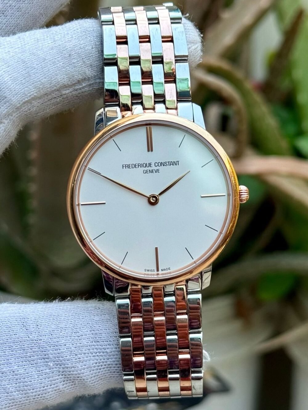 Frederique Constant Slimline 200V5S32B White Dial Two-Tone 38mm Quartz Swiss Mens