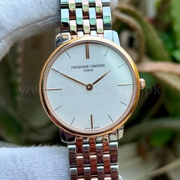 Frederique Constant Slimline 200V5S32B White Dial Two-Tone 38mm Quartz Swiss Mens