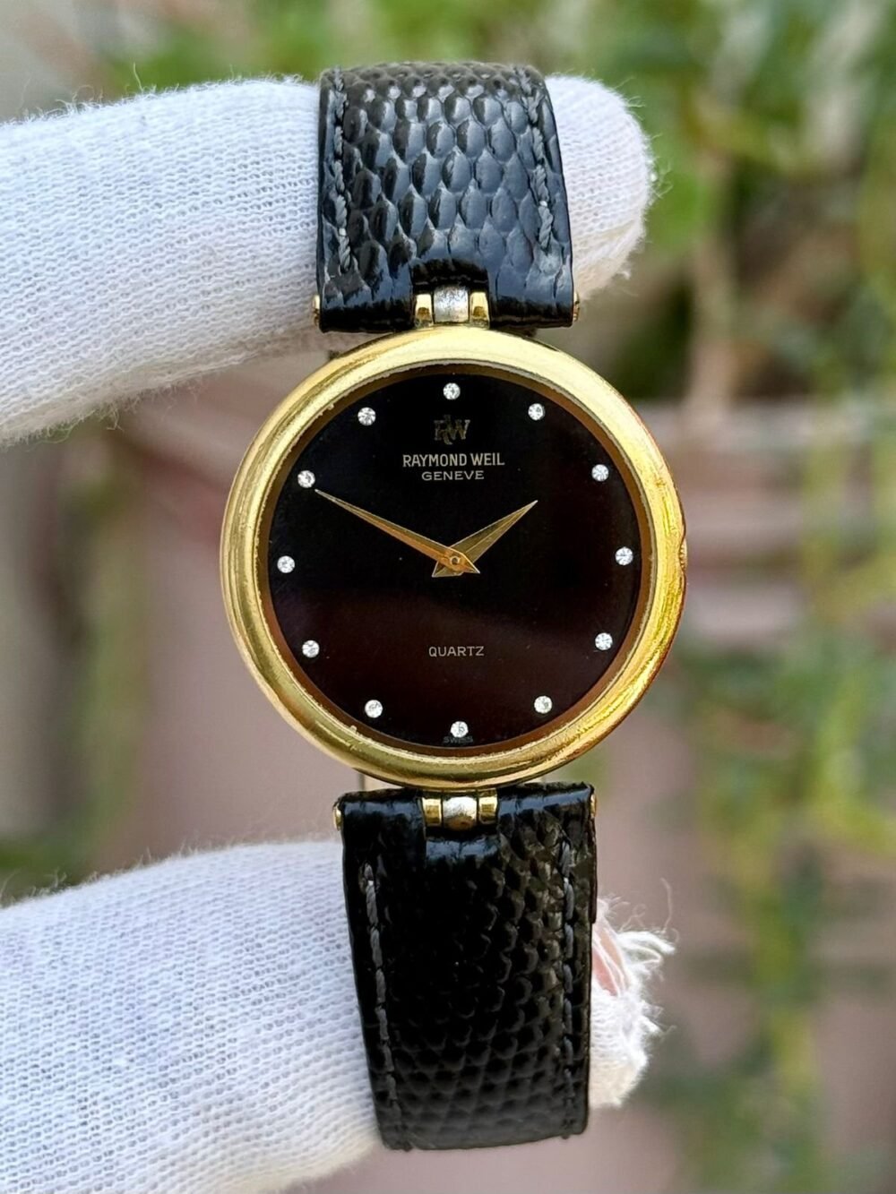 Raymond Weil 3703 Black Dial 18k Gold Plated 34mm Quartz Swiss Mens