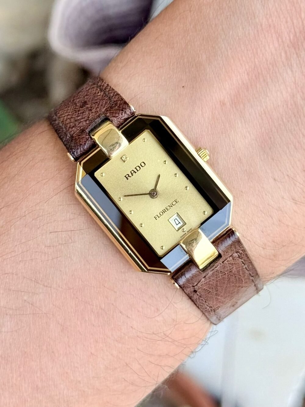 RADO Florence 160.3525 Gold Dial Gold-Tone 32x36mm Vintage Quartz Swiss Mens – photo 2