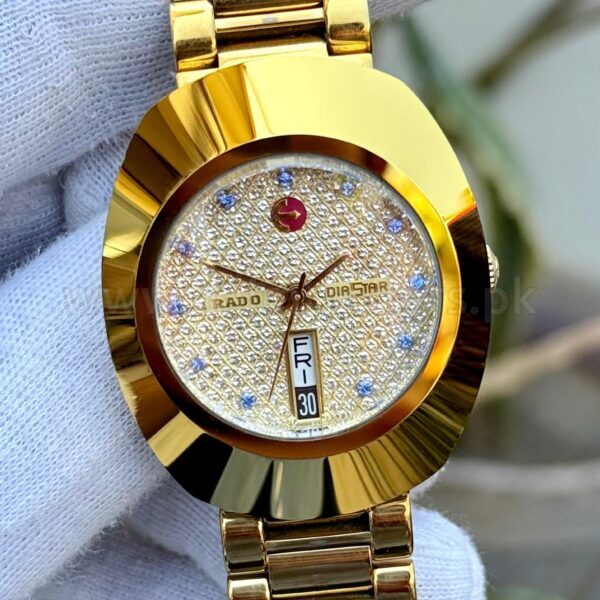 RADO DiaStar Original 031 Neelam R12413314 Gold-Tone Day-Date Automatic Swiss Mens
