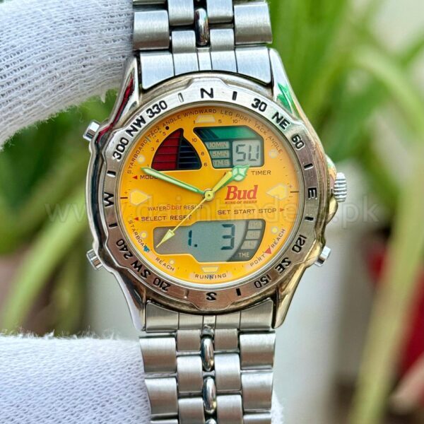 Budwiser Budweiser Bud Ana-Digi Multifunction Yellow Dial 38mm Quartz Korea Mens