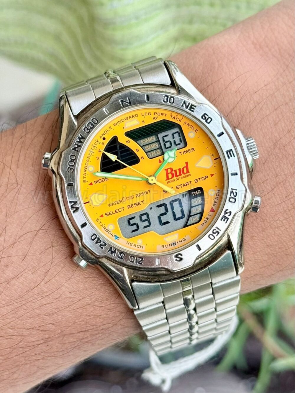 Budwiser Budweiser Bud Ana-Digi Multifunction Yellow Dial Quartz Korea Mens – photo 2