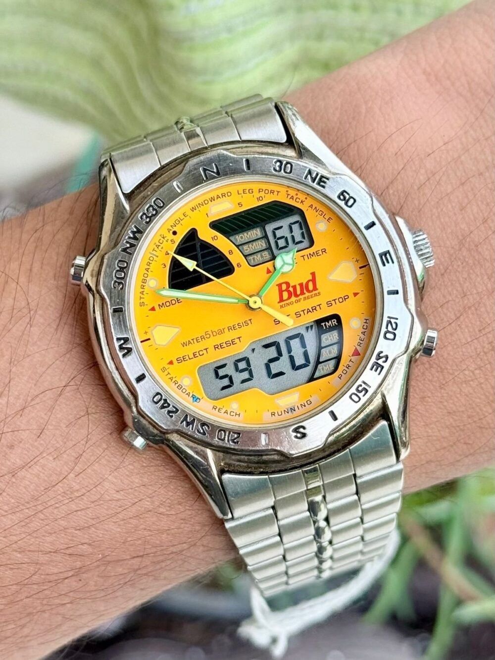 Budwiser Budweiser Bud Ana-Digi Multifunction Yellow Dial 38mm Quartz Korea Mens – photo 2