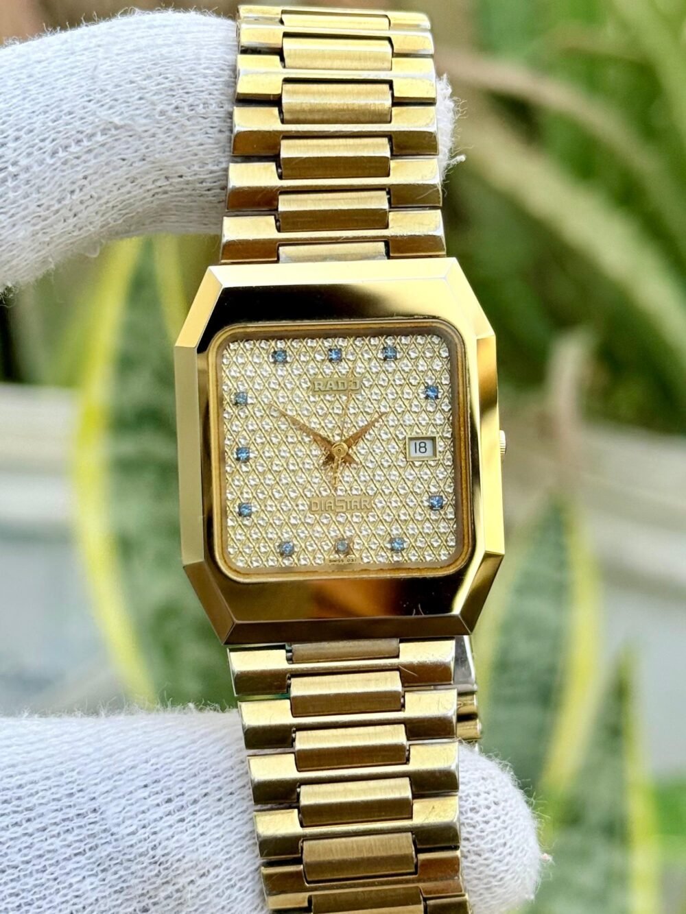 RADO DiaStar 031 129.0293.3 Champagne Chips Dial Gold-Tone Quartz Swiss Mens