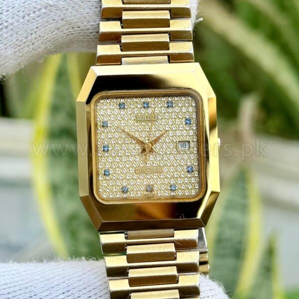 RADO DiaStar 031 129.0293.3 Champagne Chips Dial Gold-Tone Quartz Swiss Mens