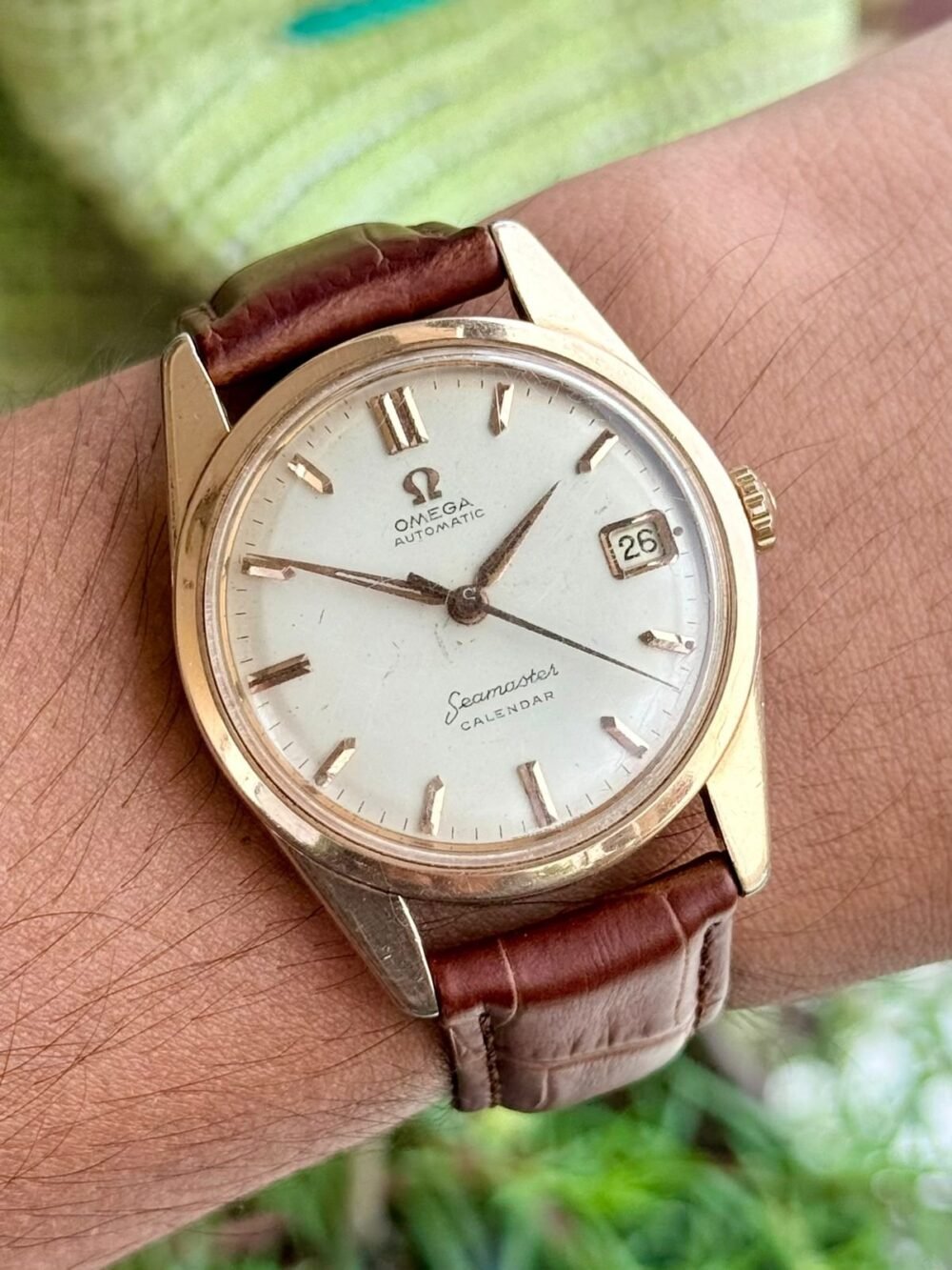 OMEGA Seamaster Calendar 14701-1SC Silver Dial Rose Gold Plated 35mm Vintage Automatic Swiss Mens