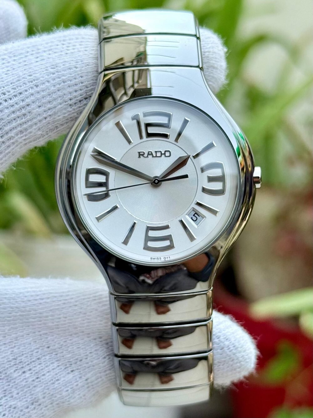 RADO True R27654112 White Dial Platinum-Tone Ceramic 40mm Quartz Swiss Mens