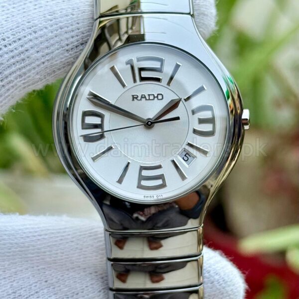 RADO True R27654112 White Dial Platinum-Tone Ceramic 40mm Quartz Swiss Mens