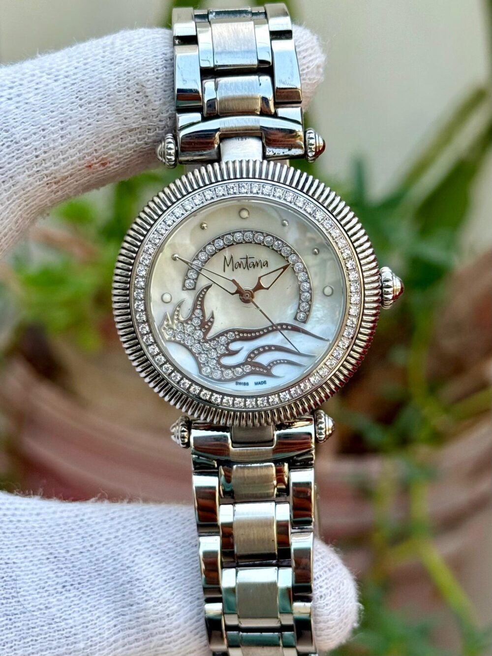 MARTANA Mother of Pearl Dolphin Dial Crystal Bezel 38mm Quartz Swiss Mens – photo 3