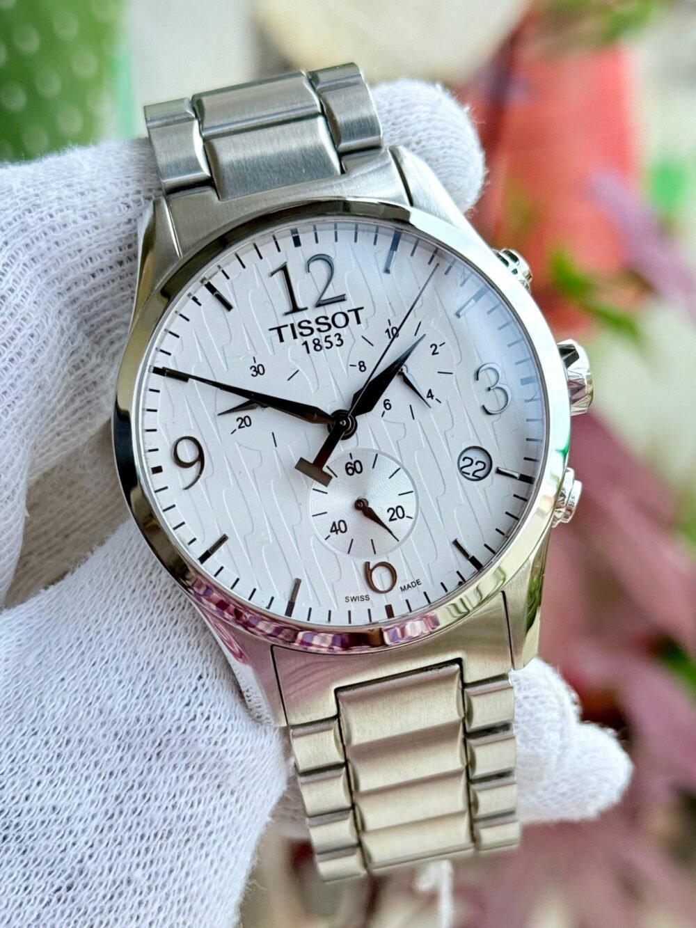 TISSOT Stylis-T Chronograph T028.417.11.037.00 Silver Dial 41mm Quartz Swiss Mens