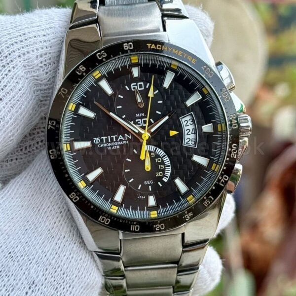 TITAN Octane Chronograph NC9211SM02 Black Dial Steel 40mm Quartz Mens
