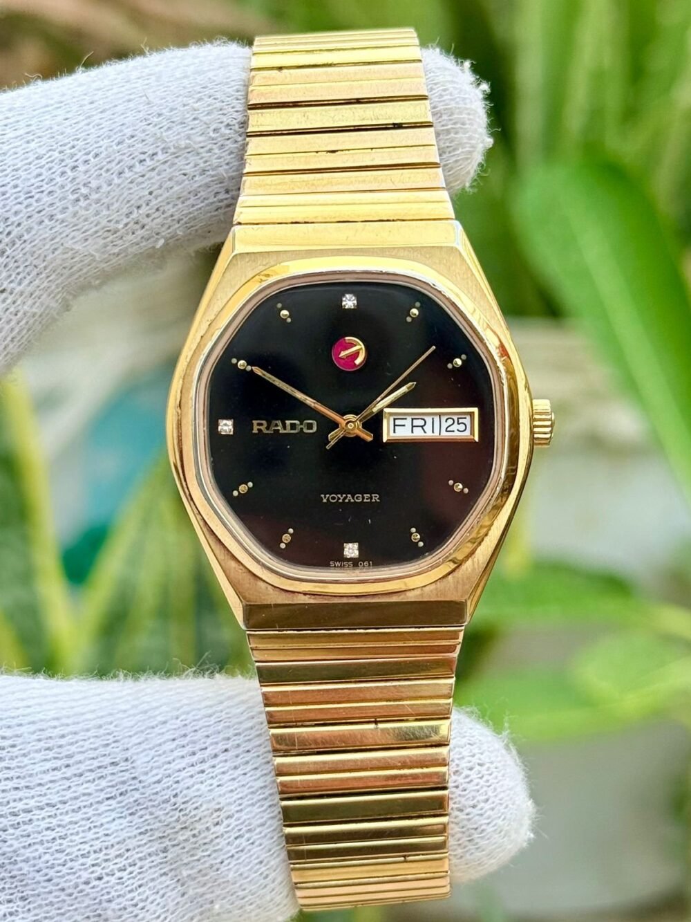 RADO Voyager 636.8020.2 Black Dial Day-Date Gold Plated 36mm Automatic Swiss Mens – photo 2