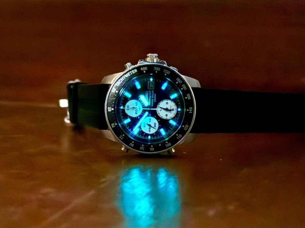 SEIKO Vintage Panda Chronograph 7T32-7H00 Black Dial 100m 38mm Quartz Japan Mens – photo 4