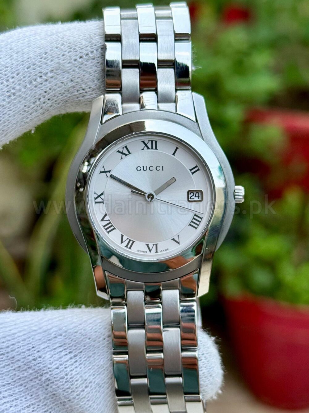 GUCCI 5500M Silver Roman Dial Steel 36mm Quartz Swiss Mens
